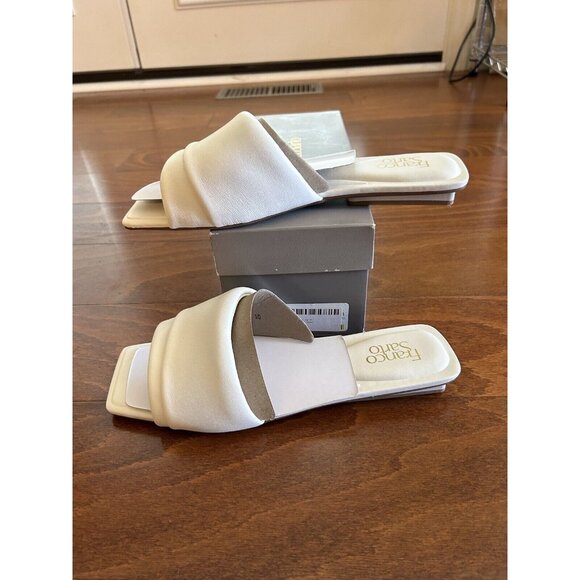 COPY - Franco Sarto White Leather Franco Caris Slides Sandals Leather 9.5 M NEW - Picture 2 of 9